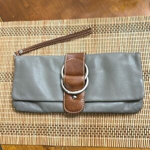NINO BOSSI GENUINE LEATHER CLUTCH BAG GREY SIZE S